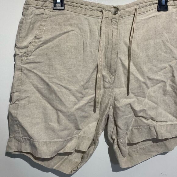 L.L. Bean Women's Tan Classic Fit Linen Drawstring Casual Shorts Size 14 - Picture 2 of 7